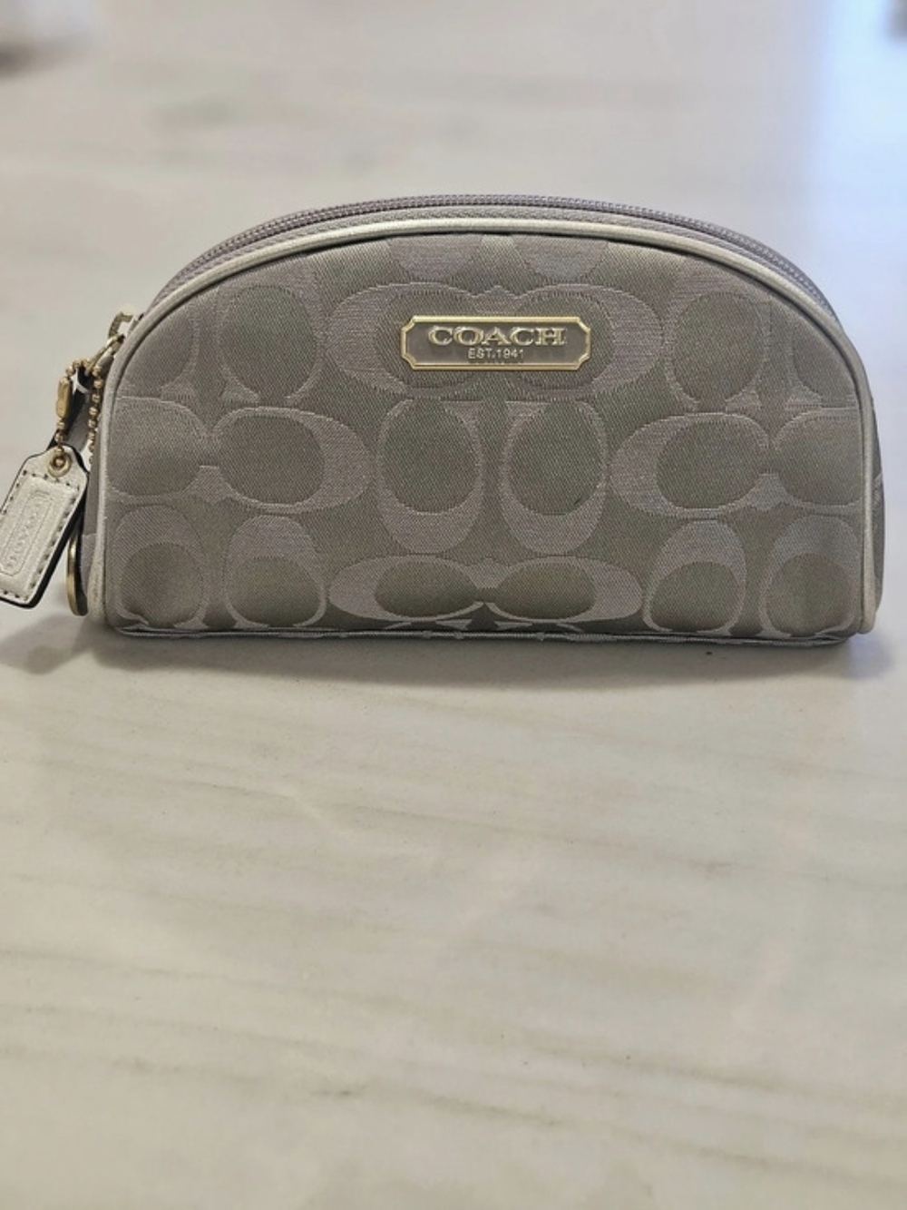 Coach x Estee Lauder 2010 Limited Edition Metallic Signature Cosmetic Pouch